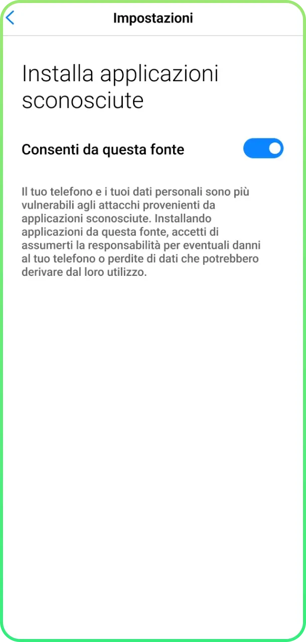 Abilita origini sconosciute e usa app WinWin.