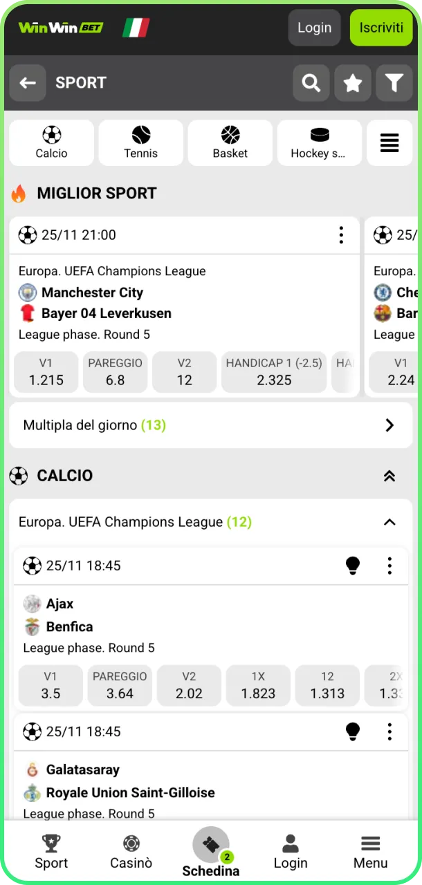 Apri app Android aggiornata e gioca su WinWin.