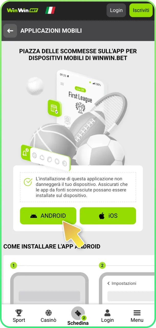 Avvia download app Android e gioca su WinWin.