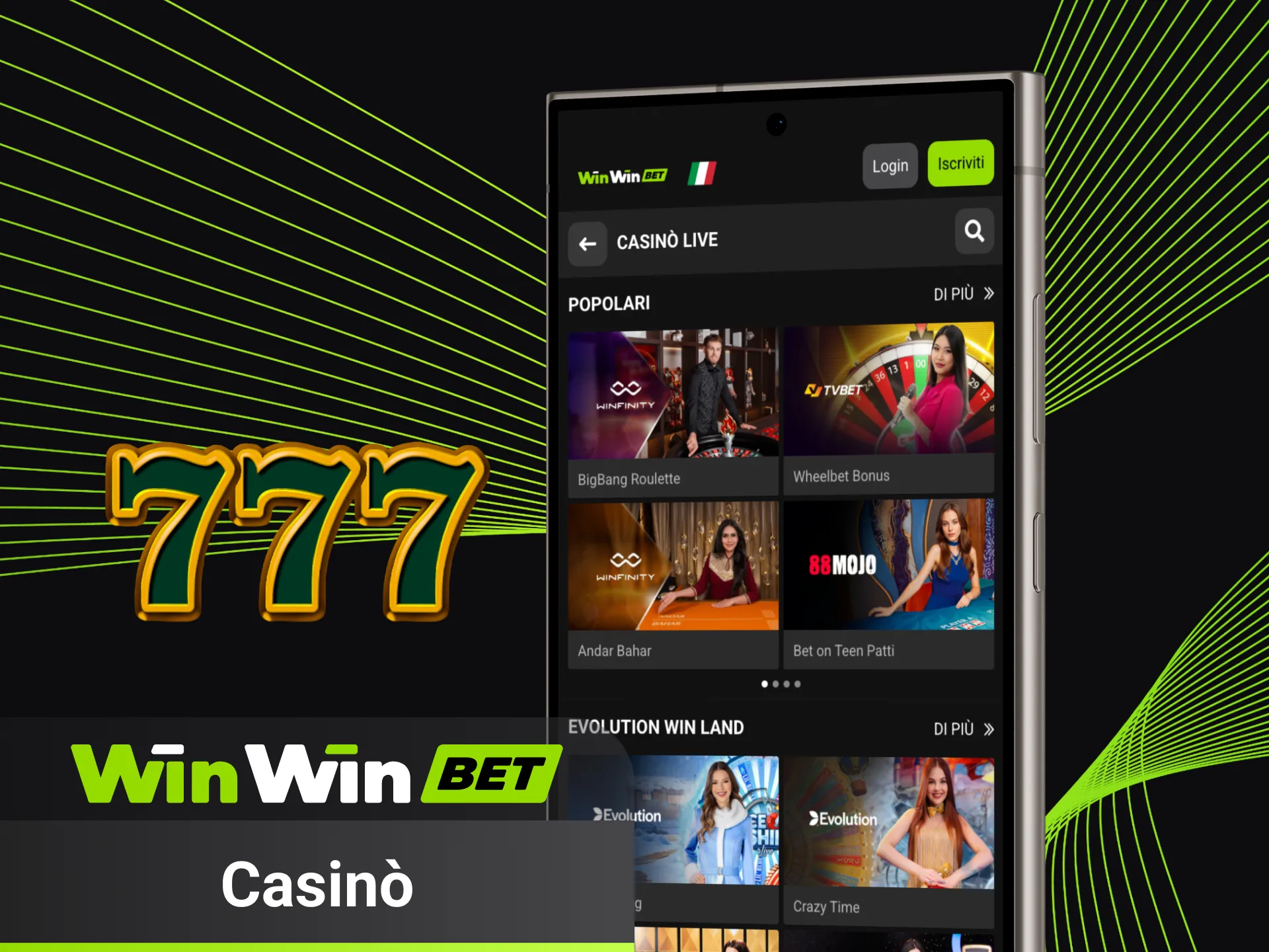Accedi al casinò via app e divertiti su WinWin.