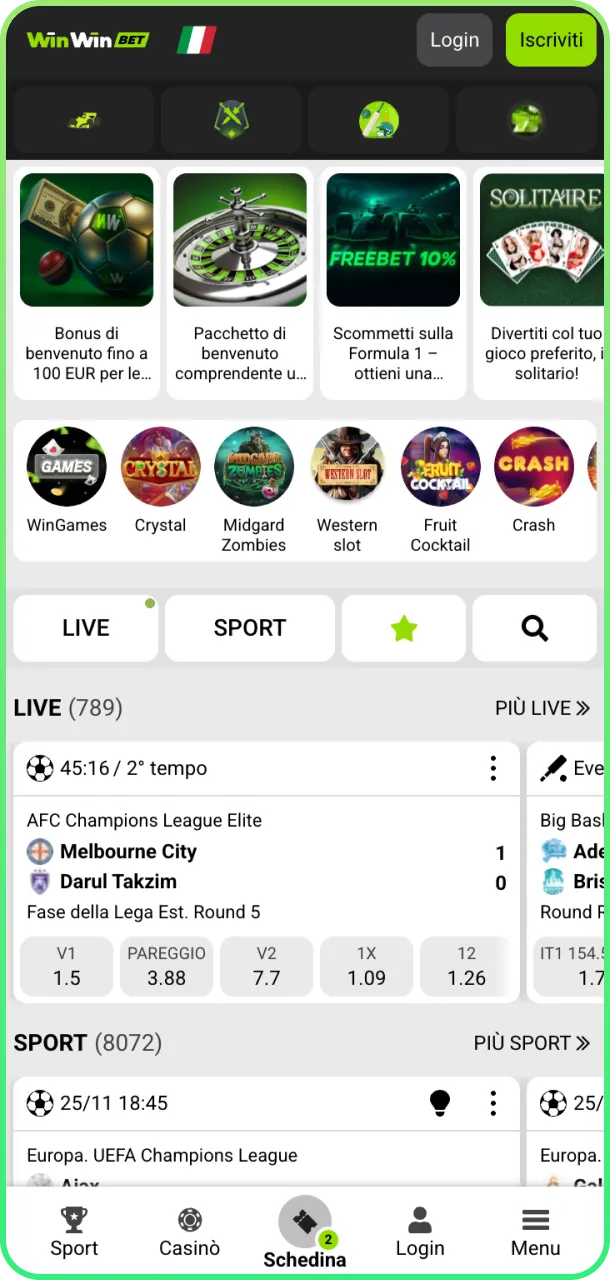Apri app e completa registrazione su WinWin.
