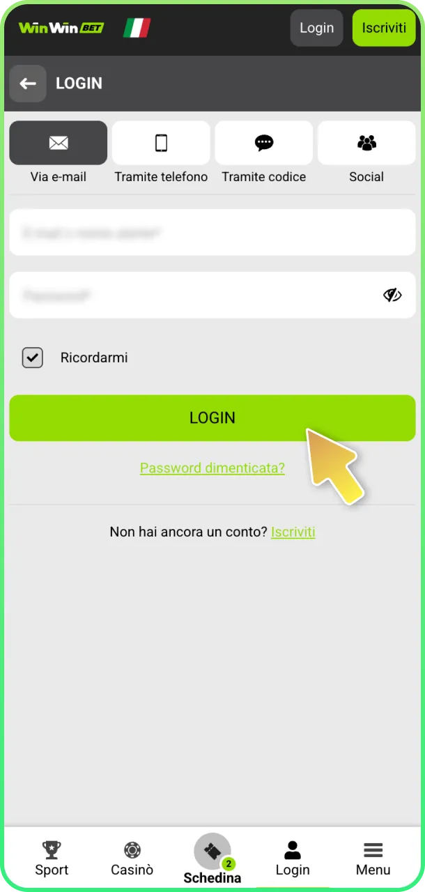 Accedi app e piazza scommesse vincenti su WinWin.