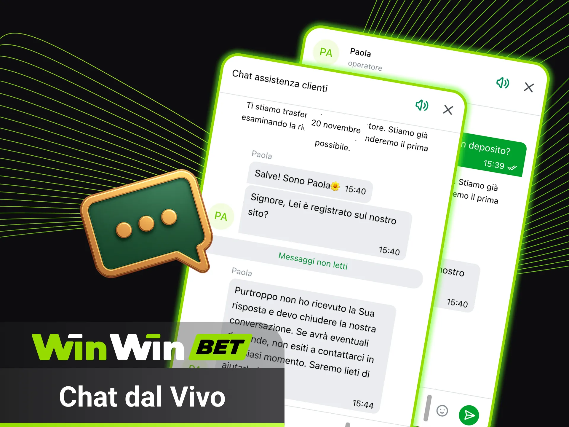 Chat dal vivo WinWin per supporto rapido e affidabile.
