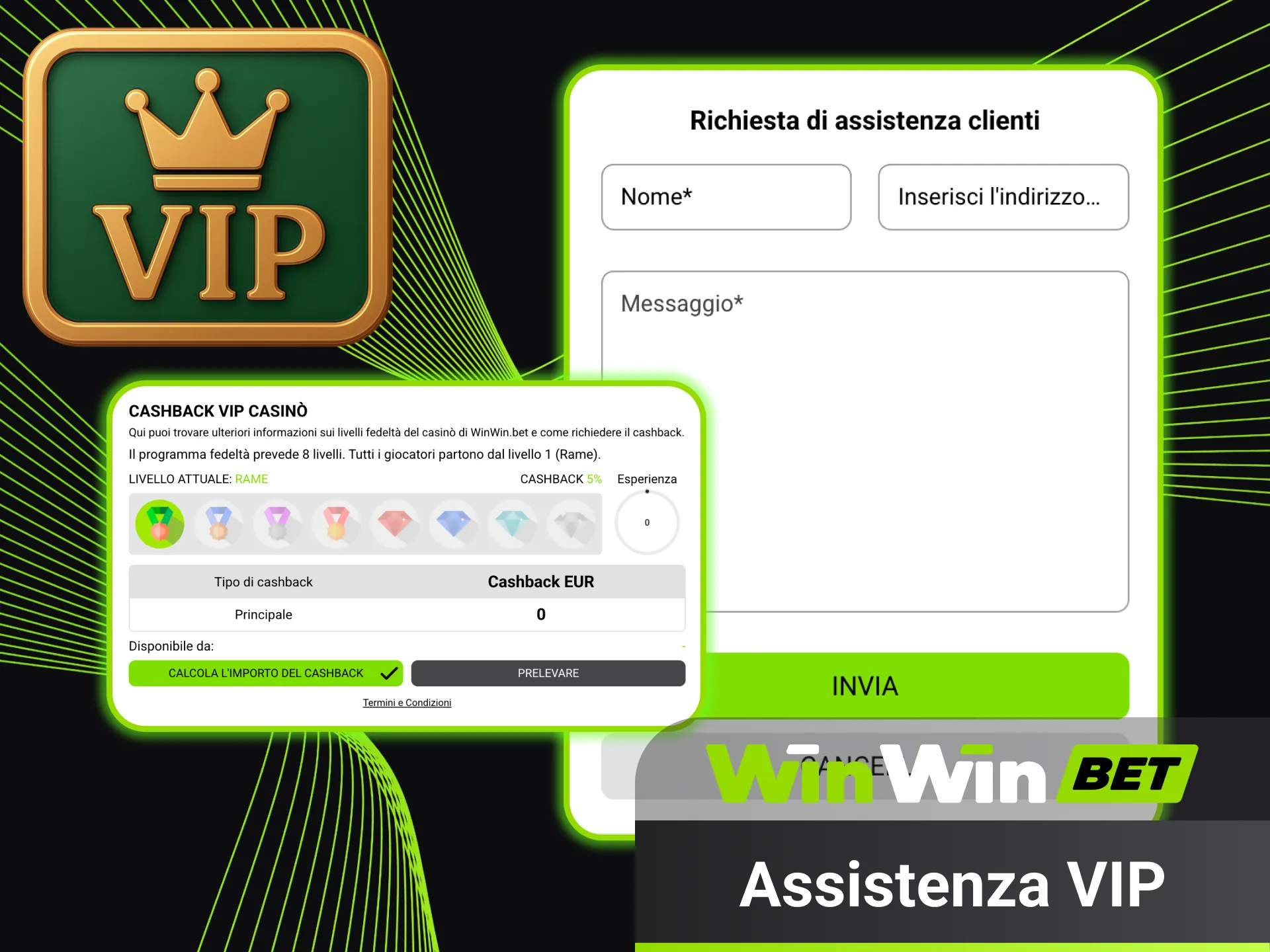 Assistenza VIP esclusiva disponibile su WinWin per giocatori premium.