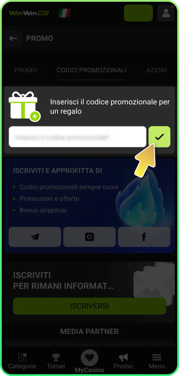 Attiva bonus esclusivi e gioca subito su WinWin.
