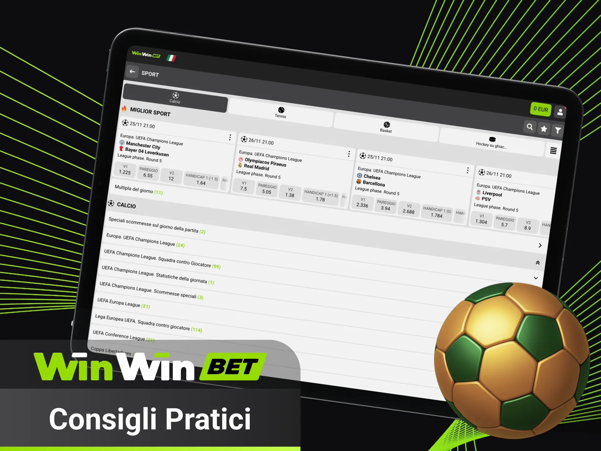 Segui consigli pratici per vincere scommesse calcio su WinWin.