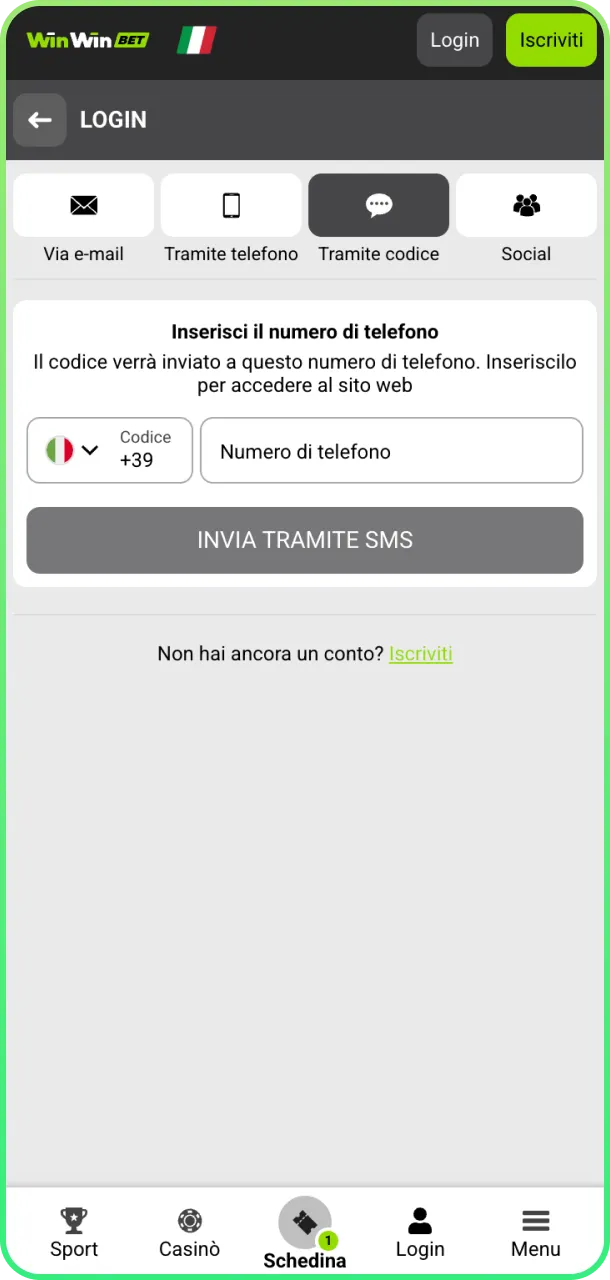 Accedi e inizia a scommettere sul calcio con WinWin.