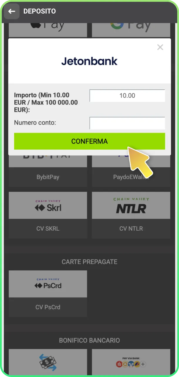 Deposita fondi e scommetti sul calcio su WinWin.