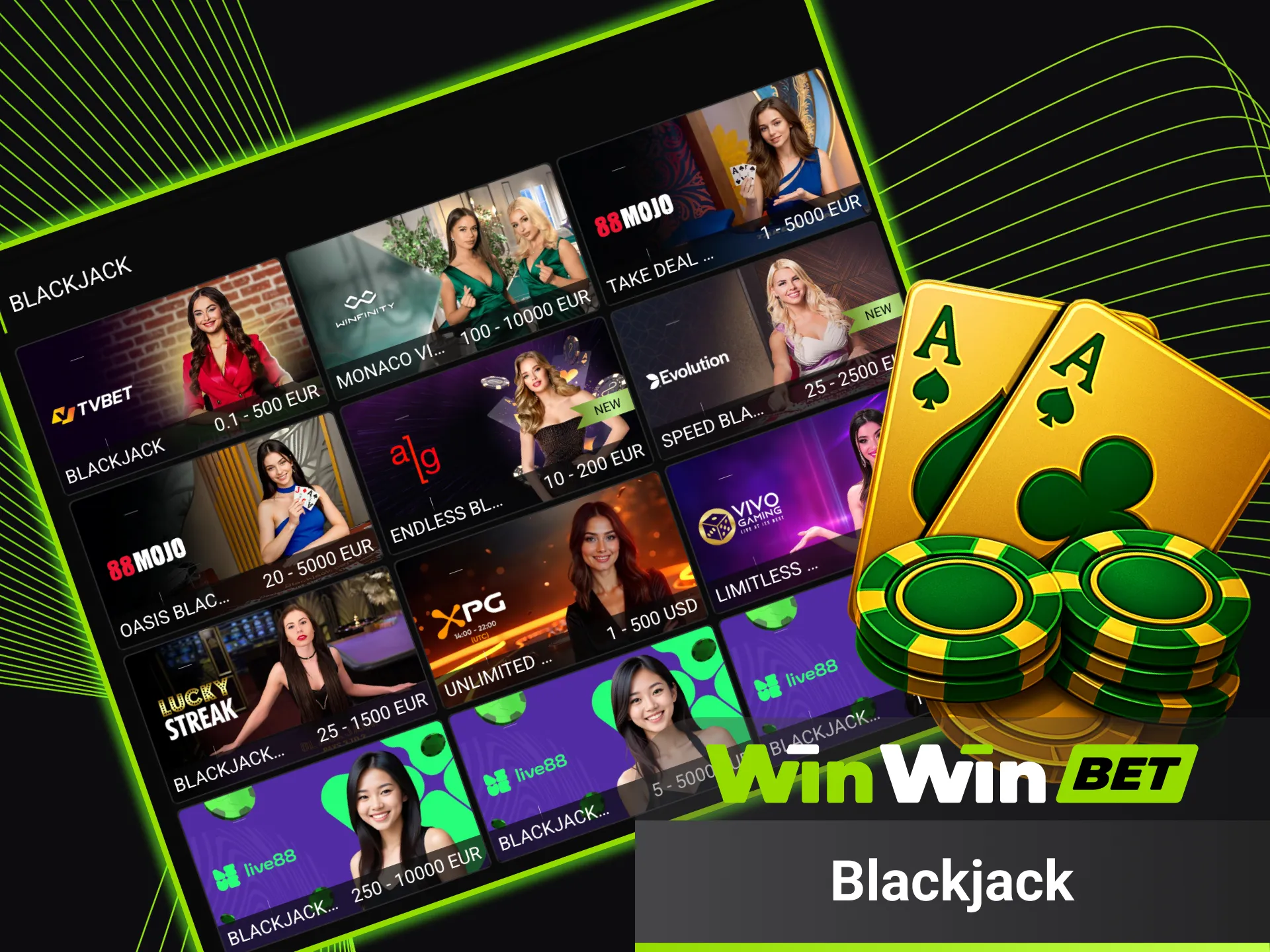 Prova Blackjack live e sfida la fortuna su WinWin.