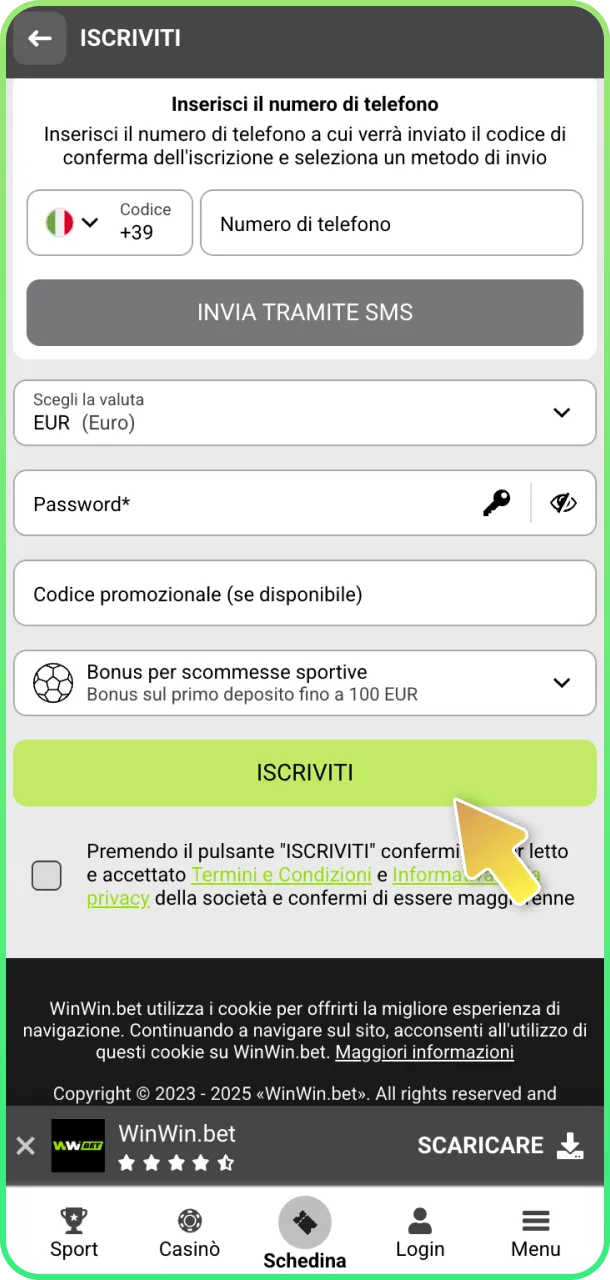 Crea account e accedi al casinò live su WinWin.