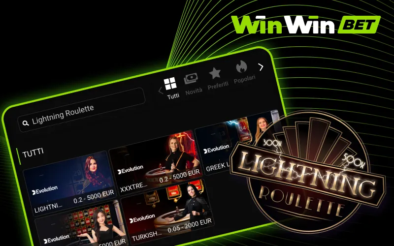 Prova Lightning Roulette live e gioca emozionato su WinWin.