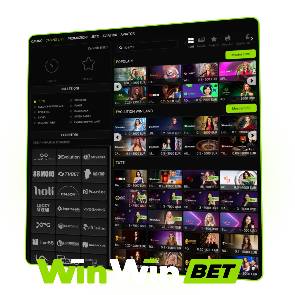 Accedi al casinò live e vivi l’azione su WinWin.