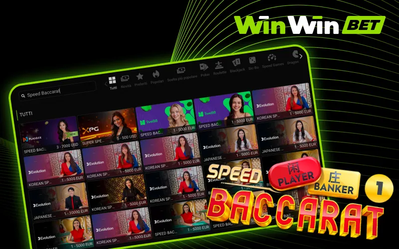 Gioca a Speed Baccarat live e vivi emozioni su WinWin.