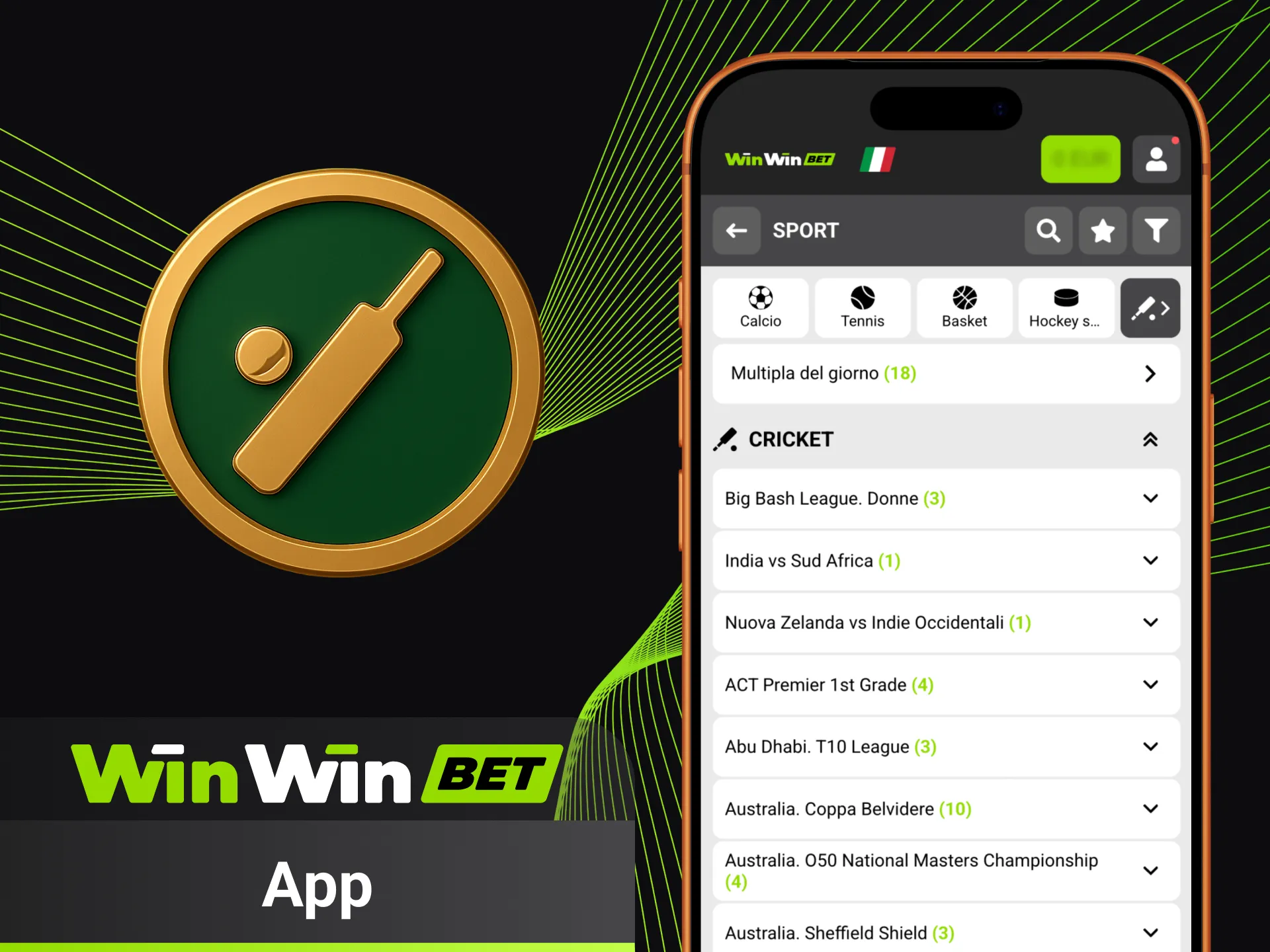 Gioca a cricket tramite app WinWin ovunque e in qualsiasi momento.