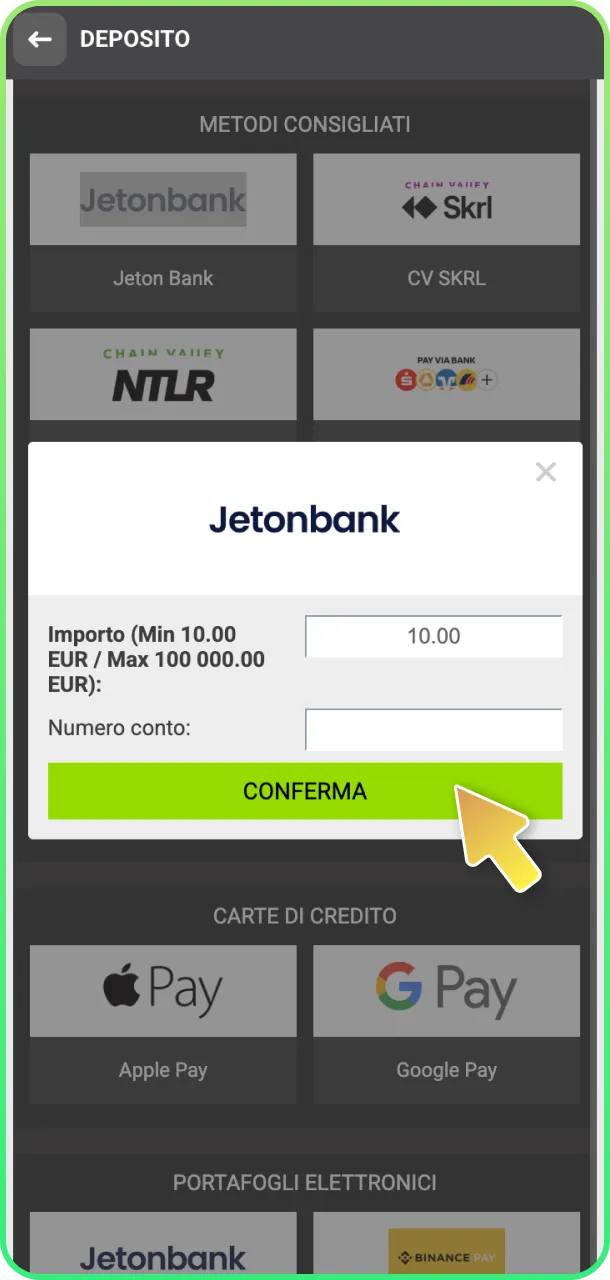 Effettua deposito e inizia a scommettere sul cricket su WinWin.