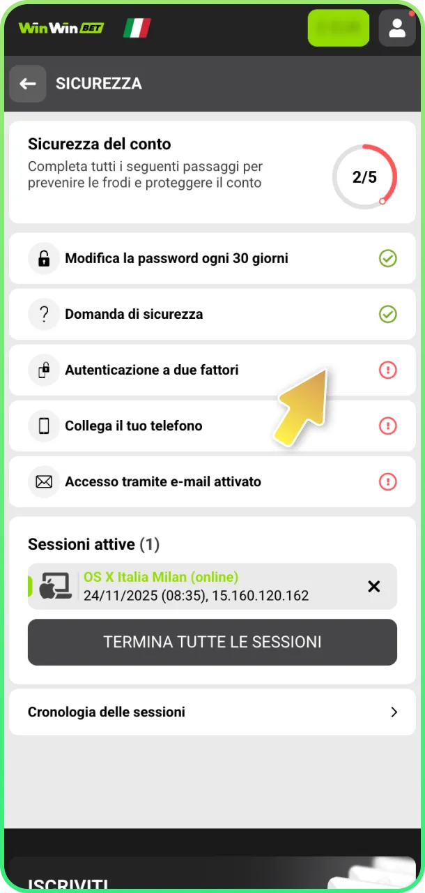 Imposta sicurezza e gioca eSports tranquillamente su WinWin.