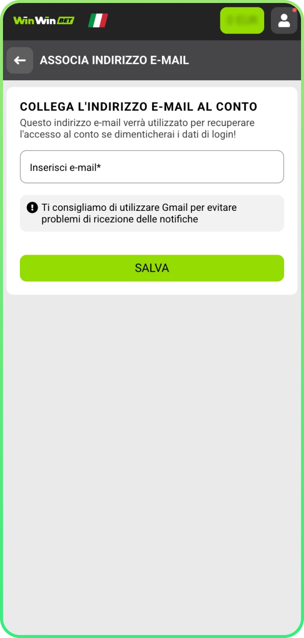 Conferma sicurezza 2FA e gioca in tranquillità su WinWin.