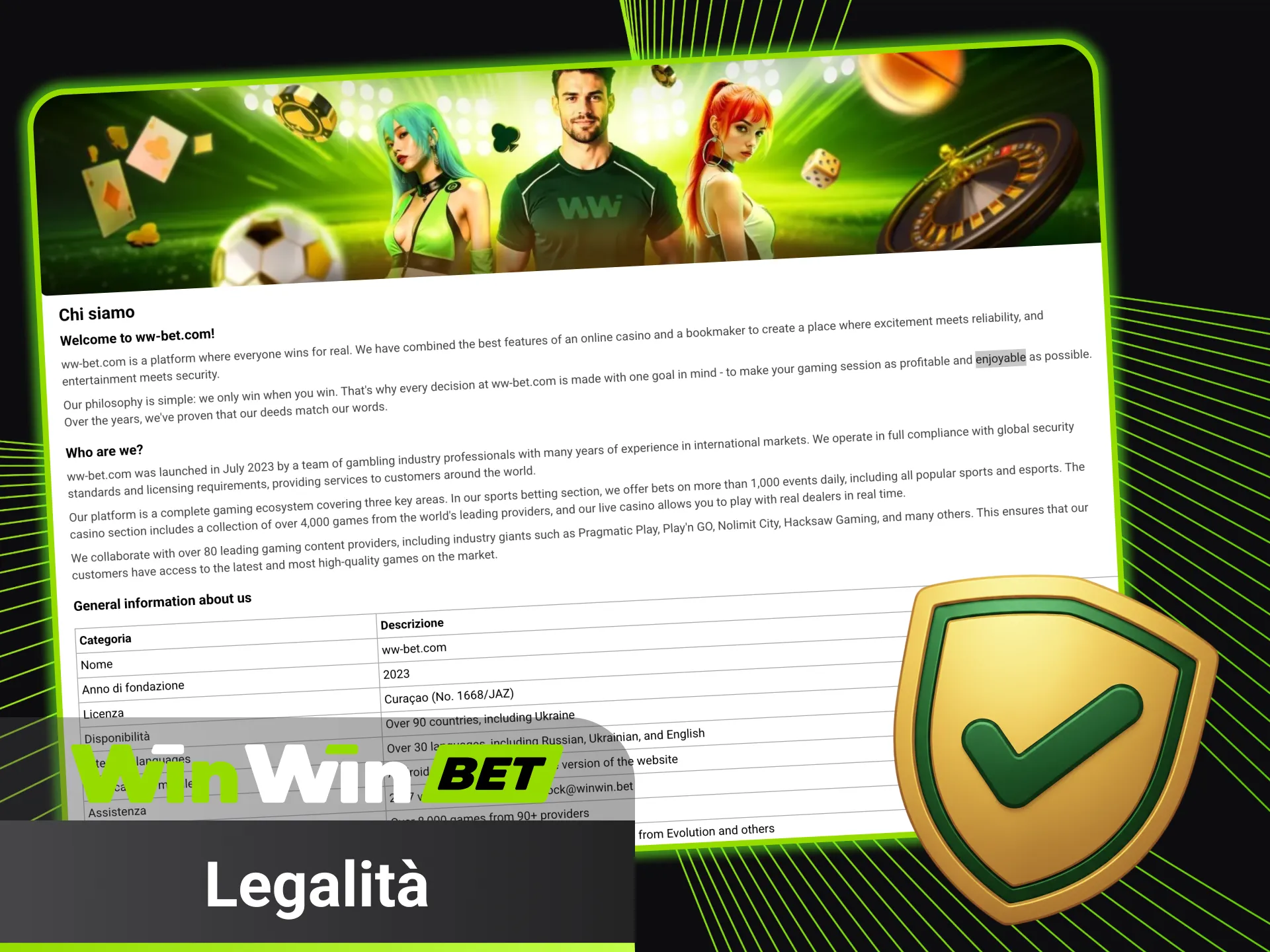 Affidati alla legalità e sicurezza garantita da WinWin.