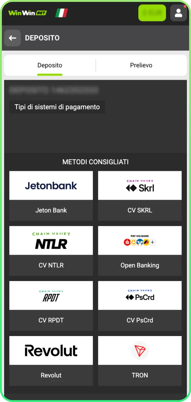 Effettua primo deposito e gioca la prima scommessa su WinWin.