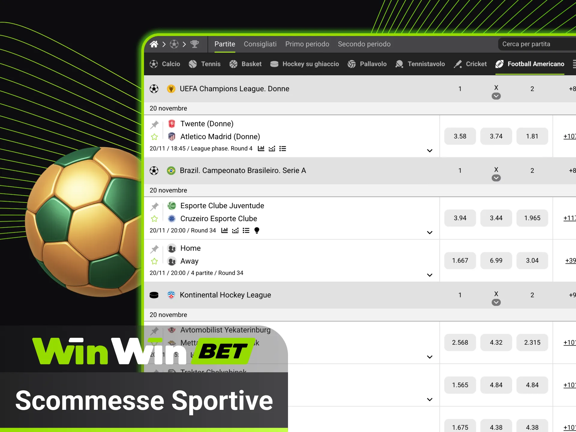 Scommesse sportive appassionanti ti aspettano su WinWin.