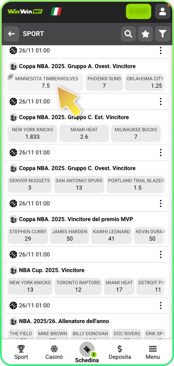 Confronta quote pallacanestro e vinci con WinWin.