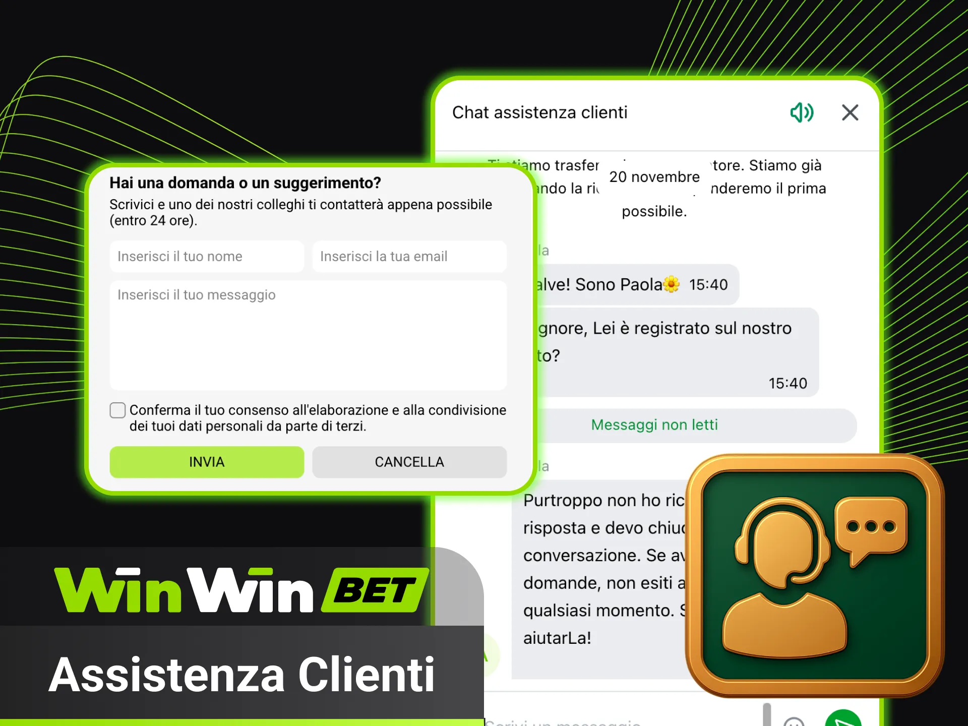 Assistenza clienti dedicata per prelievi sicuri su WinWin.