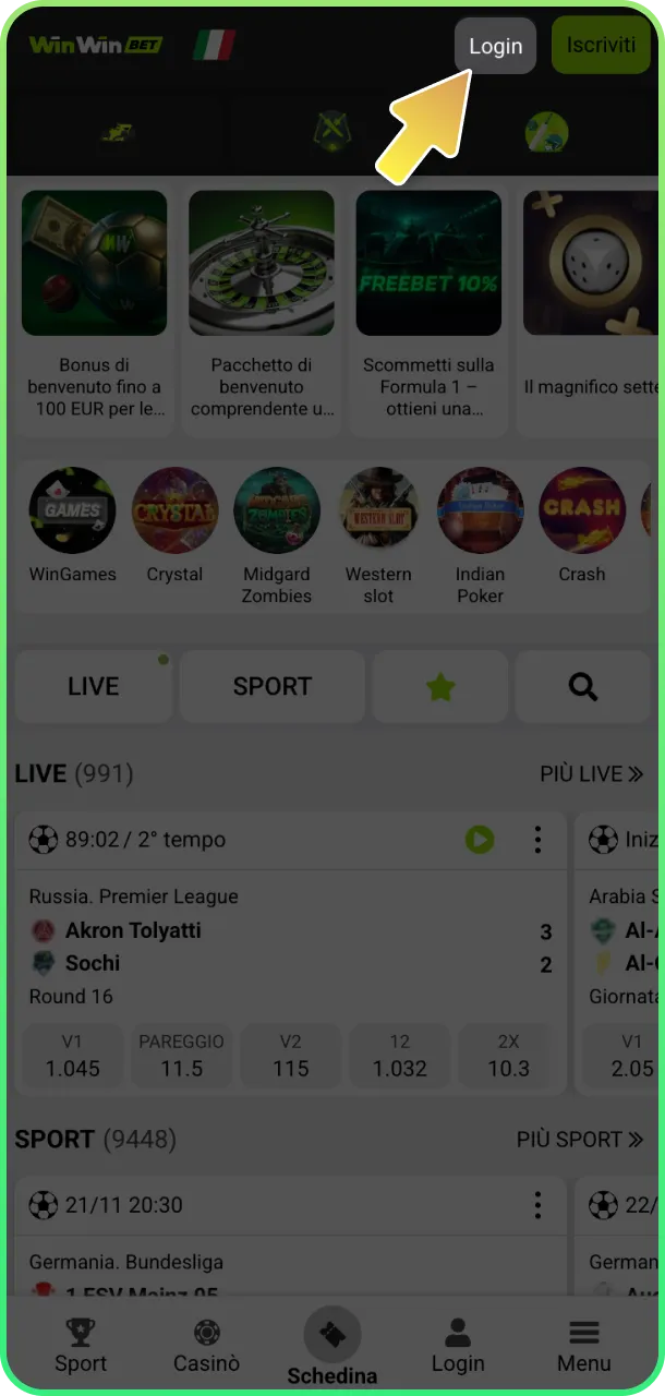 Clicca accedi e entra nel mondo di WinWin.