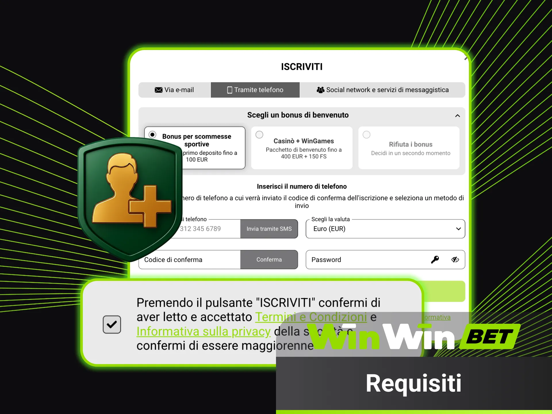 Consulta requisiti registrazione e gioca responsabilmente su WinWin.