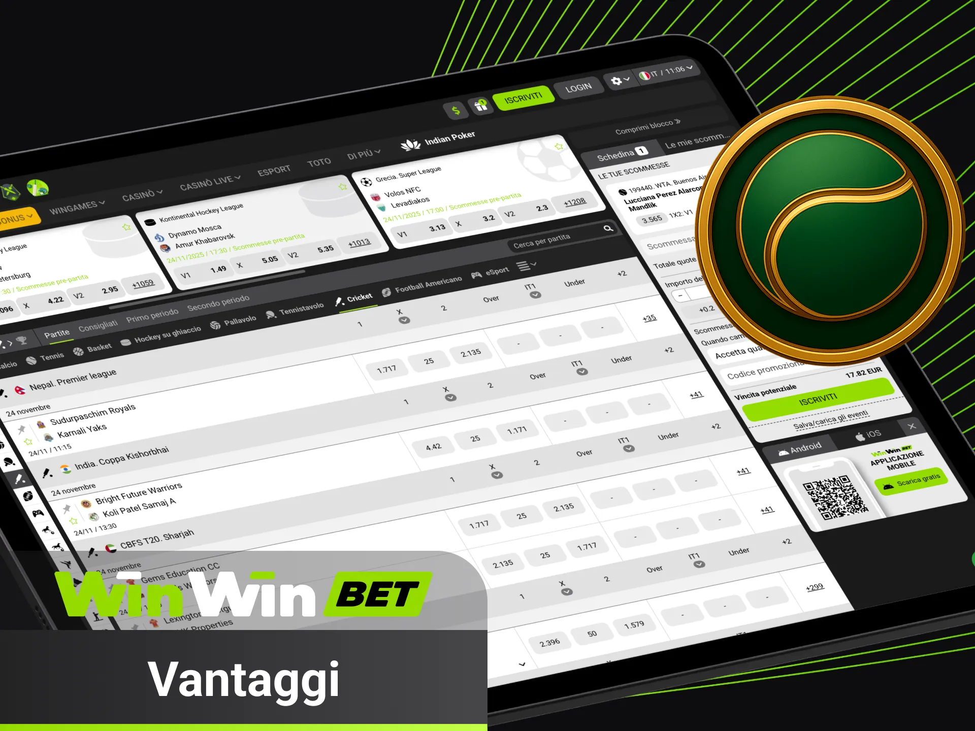 Scopri vantaggi esclusivi delle scommesse tennis su WinWin.